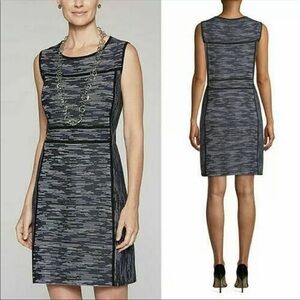MISOOK Sleeveless Space-Dye Knit DRESS  Navy Black White Melange Small $298
